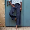 thumbnail image 2 of Cropped Linen Pants Women High Waisted Flare Wide Leg Capri Work Pants Business Casual Ankle Pants with Pockets, 2810 Limited Time, 2 of 6