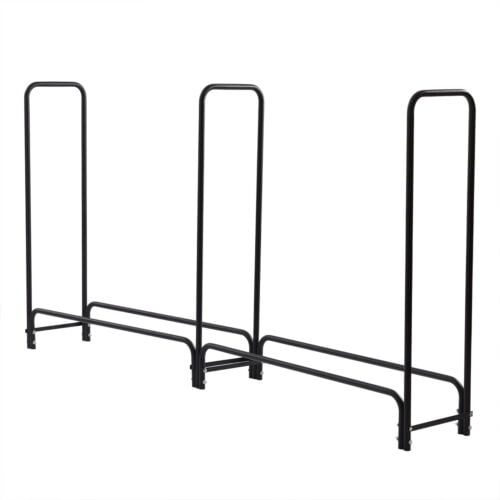 8FT Firewood Rack Outdoor With Cover Heavy Duty Steel Log Rack Wood