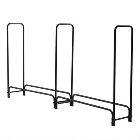 

8FT Firewood Rack Outdoor With Cover Heavy Duty Steel Log Rack Wood Holder Black