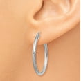 thumbnail image 3 of 14k White Gold Satin and Diamond-cut 2mm Round Hoop Earrings TC197, 3 of 4