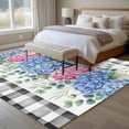 thumbnail image 4 of Blue Pink Hydrangea Area Rugs 8'x10', Small Throw Rugs for Living Room Patio, Eucalyptus Leaves Summer Botanical Plaid Indoor Outdoor Rug Non-Slip Low Pile Carpet Runner Reversible Floor Mats, 4 of 8