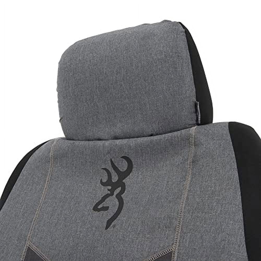 Browning Universal Low Back, Water and Dirt Resistant Car, Truck, and SUV Seat Covers, Chevron (Heather Gray/Black),