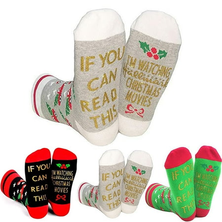 

1 Pair Christmas Crew Socks Creative Sole Letter Funny Socks High Ankle Socks