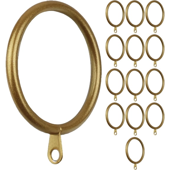 MERIVILLE Curtain Rings with Eyelets, Set of 14, 1.5" Inner Diameter, Fits Up to 1 1/4" Rod, Gold