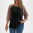 thumbnail image 3 of Fanxing Raglan Sleeve Tops for Women 3/4 Sleeve T Shirts Casual Baseball Tees Loose Fit Round Tunic Blouse Black,L, 3 of 8