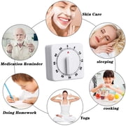 2 Pieces 60 Minute Kitchen Timer 1 Hour Visual Kitchen Clock Timer Mini Countdown Timer Loud Voice, Mechanical Timer for Kitchen, Homework, Exercise
