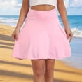 thumbnail image 2 of Maoxin Women Skirt Fashion Women's Solid Ruffle High Elastic Waist Mini Casual Skirts ,Pink,S, 2 of 7