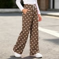 thumbnail image 5 of hotojiny Girls Wide Leg Sweatpants Polka Dot Print Baggy Pant with Drawstring Casual Elastic Waist Loose Athletic Pants(Brown,11-12 Years), 5 of 6
