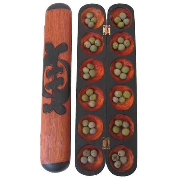 Madera tallada a mano de Oware Mancala Board Africa Heartwood Project