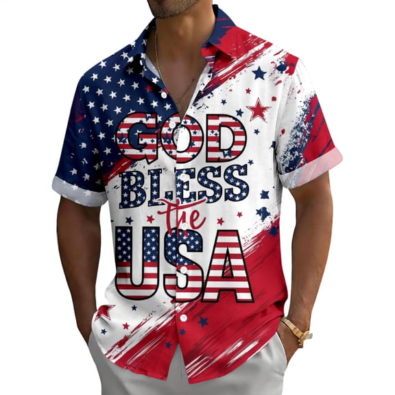 adaychics Red White Blue Hawaiian Shirt Men 250 Years Short Sleeve 4th Of July Button Down Beach Shirts for Streetwear