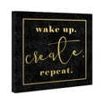thumbnail image 2 of Wynwood Studio Typography and Quotes Wall Art Canvas Prints 'Wake Up Create Velvet' Motivational Quotes and Sayings - Gold, Black, 2 of 5