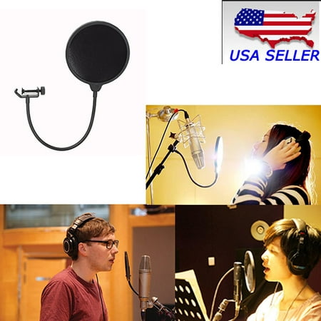 Intbuying New Double Layer Studio Microphone Wind Screen Mask Gooseneck Shield Pop Filter