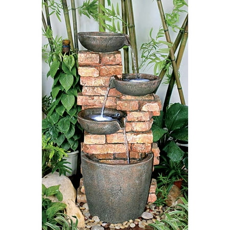 Stacked Bricks Cascading Garden Fountain