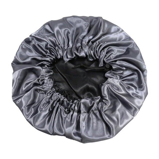 1 Sleeping Cap Bradem Clear Out Deal, Double Layer Double Satin Sleep Cap Adjustable Drawstring Silk Satin Protective Sleep Cap Turban Hair Cap Large, Hair Care Gray, Polyester Hair Care Net