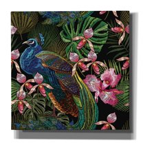 Epic Graffiti 'Embroidery Peacock Exotic Tropical Flower' by Epic Portfolio, Canvas Wall Art, 12"x12"