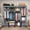 灰色, variant on Pshun Righ Clothes Organizer 4 Hanging Rod Shelf Portable Closet with Cover Clothes Rack Standing Closet Clothes Storage Wardrobe Garment Cabinet