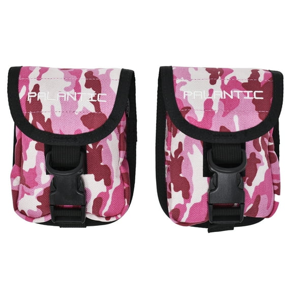 Palantic Scuba Diving Weight Pocket Pouch with QR Buckles, Pair, Camo Pink