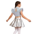 thumbnail image 2 of SiiRoh Girls Modern Jazz Latin Ballet Dance Outfits Sparkly Rhinestone Mock Neck Crop Top with Metallic Skirt Silver 14, 2 of 7