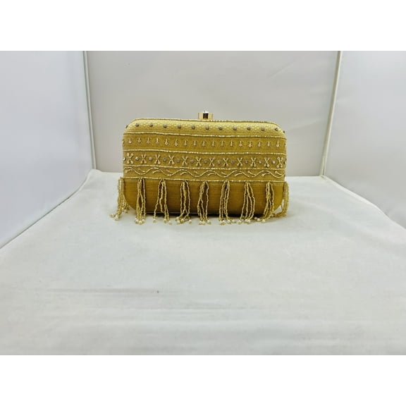 Gold Color Silk Clutch