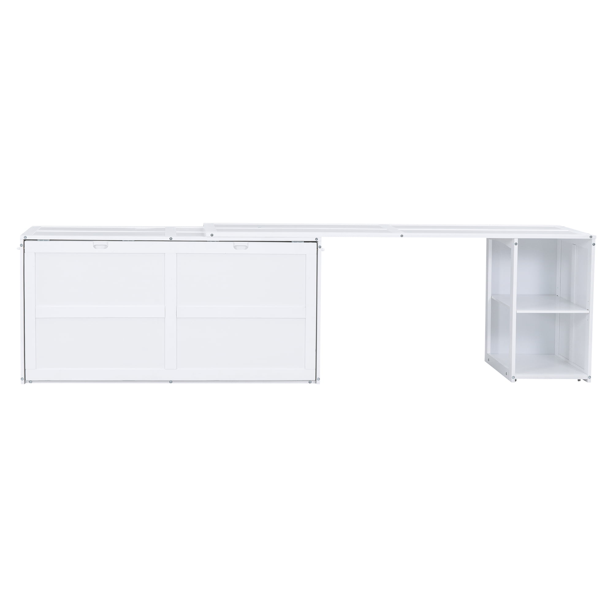 Euroco Queen Size Murphy Bed with Movable Desk, White