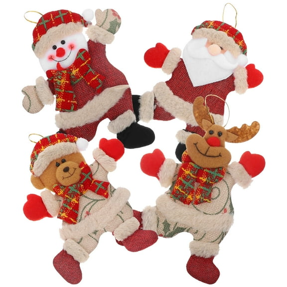 CRAFTHROU 4Pcs Xmas Tree Ornaments Cute Christmas Themed Design Party Accessories Handmade For Christmas Tree Decoration 18x0.47in