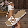thumbnail image 2 of CYMMPU Women's 3D Floral Decor Wedge Slide Sandals, Hollow Open Toe Slip On Summer Casual Footwear White 38, 2 of 6