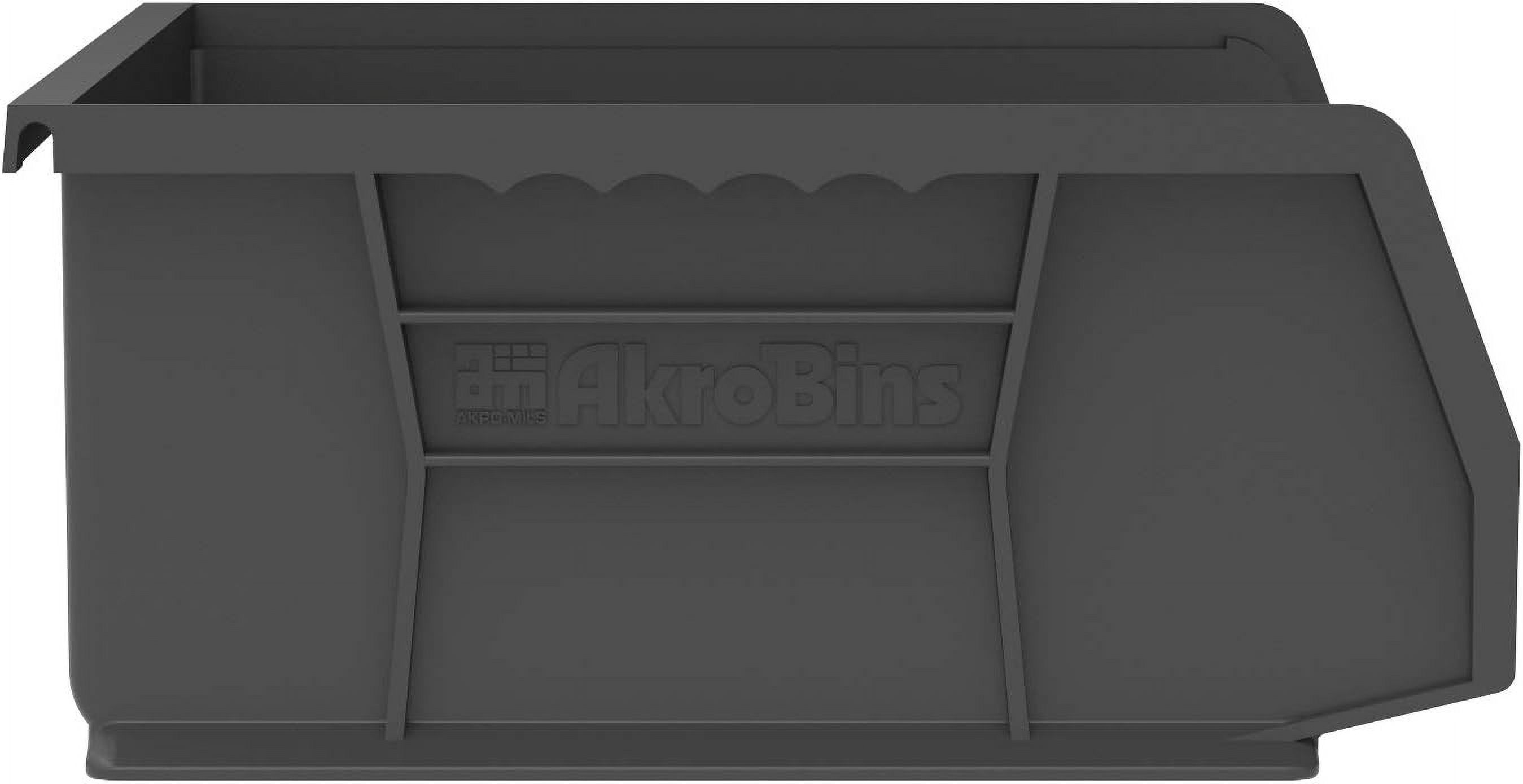 Akro-Mils 6 Pack of 10-7/8 x 16-1/2 x 5" Black AkroBins Plastic Storage Bin Hanging Stacking Containers # 30255BLACK - image 2 of 8