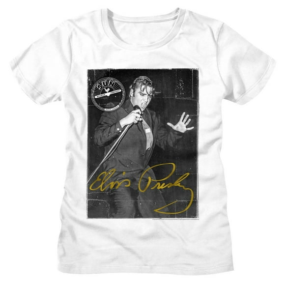Elvis Presley Sun Records Gold Signature White Women's T-Shirt 2Xl
