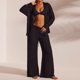 thumbnail image 1 of Conjunto de pantalón largo de 2 piezas de color liso para mujer, camisa plisada, pantalones, cuello en V, atuendo diario FLhrweasw  Nuevo, 1 of 8
