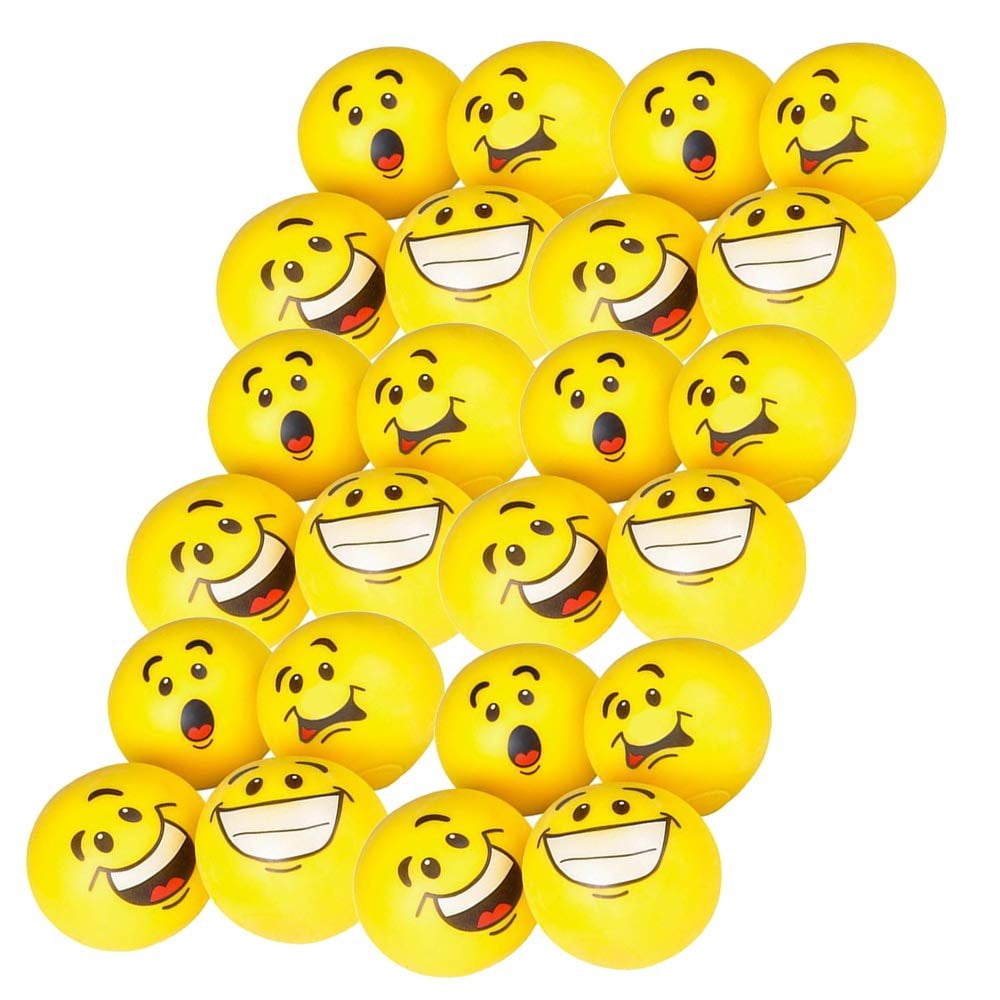 Emoji Pull and Stretch Bounce Balls Pack of 24 2" Assorted Funny Face