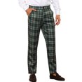thumbnail image 4 of INSPIRE CHIC Plaid Pants for Men's Flat Front Straight Fit Checked Trouser 28 Green Navy, 4 of 5