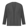 thumbnail image 4 of ZQGJB Women's Trendy Bolero Shrug Cropped Cardigan 3/4 Sleeve Solid Color Loose Open Front Short Cardigans Fall Pullover Sweater Tops Dark Gray M, 4 of 6