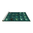 thumbnail image 2 of Ahgly Company Machine Washable Indoor Square Abstract Turquoise Blue Modern Area Rugs, 7' Square, 2 of 4