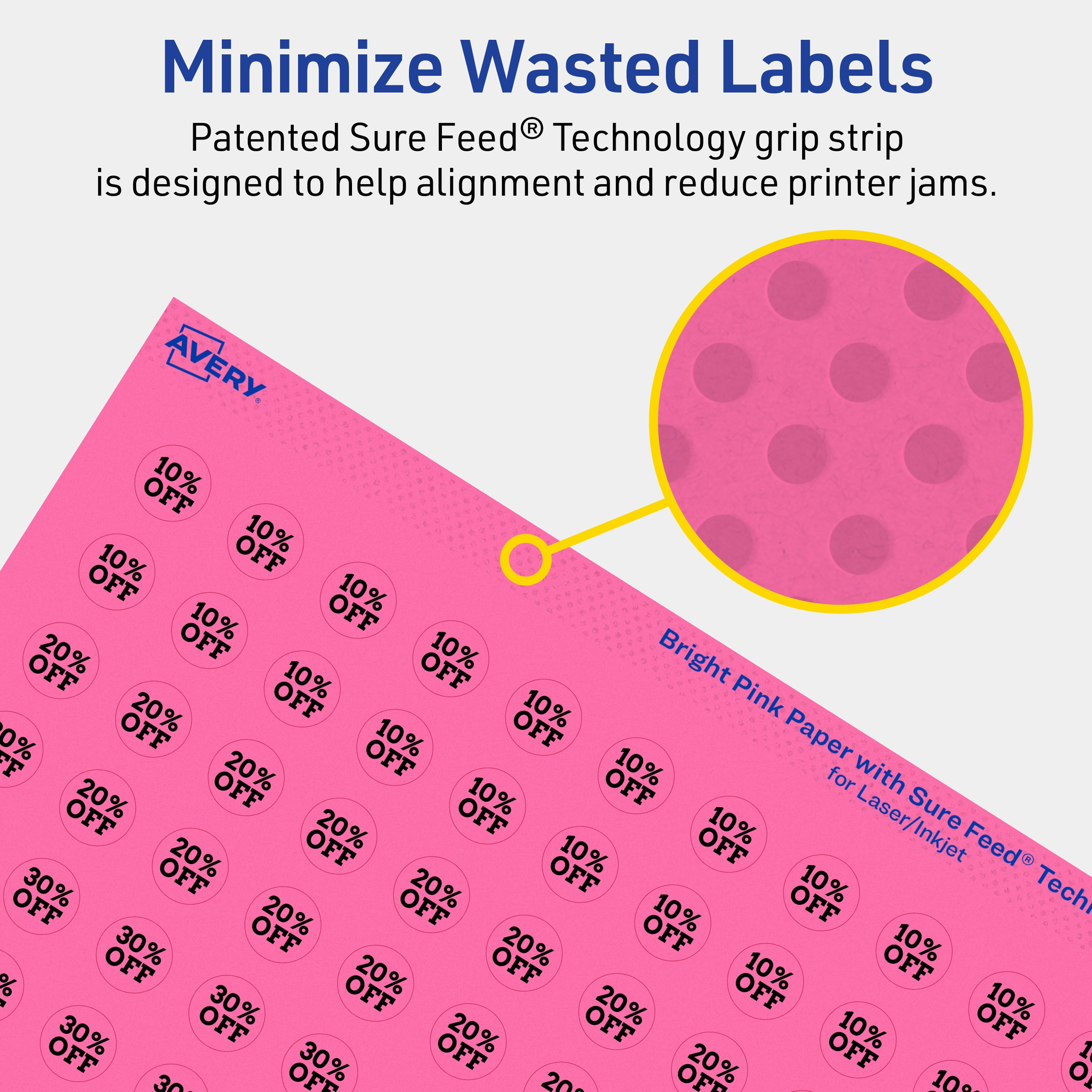 Avery Printable Round Labels, Bright Pink, 0.5" Diameter, 3,080ct