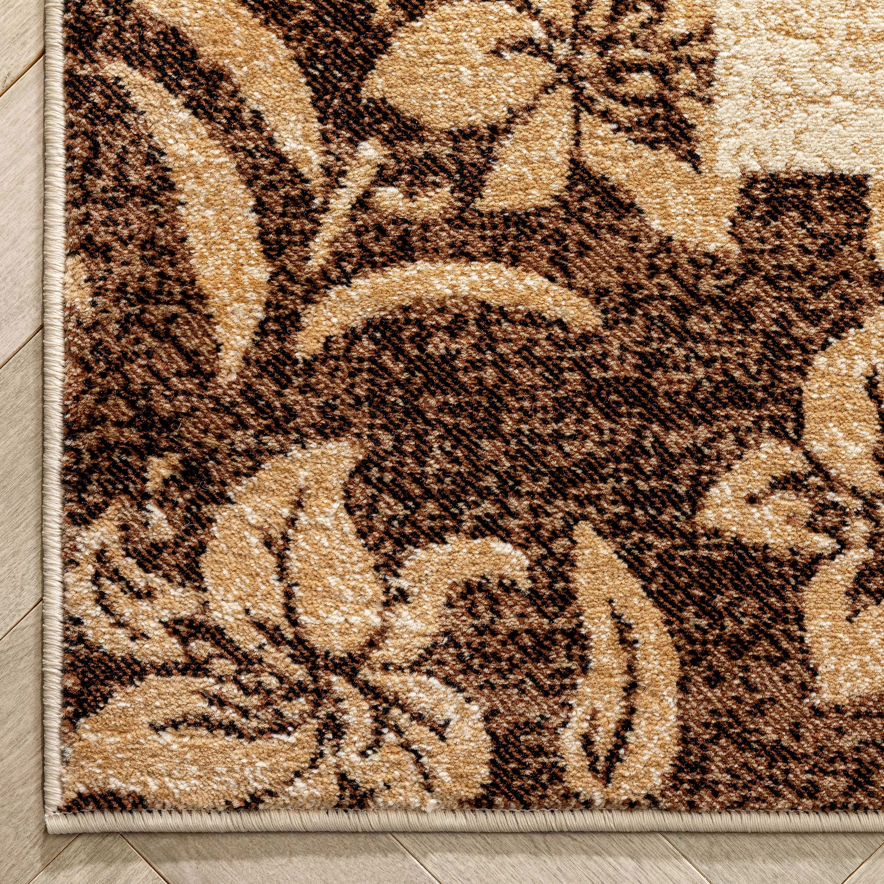 Well Woven Barclay Vane Willow Damask Modern Border Beige 6'7" x 9'6" Area Rug