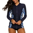 thumbnail image 6 of Women's Long Sleeve Rash Guard Top Zip Front Sun Protection Swim Shirt, 6 of 7