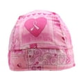 thumbnail image 3 of Pink Ribbon Breast Cancer Awareness Hearts & Flowers Skull Cap Head wrap, 3 of 4