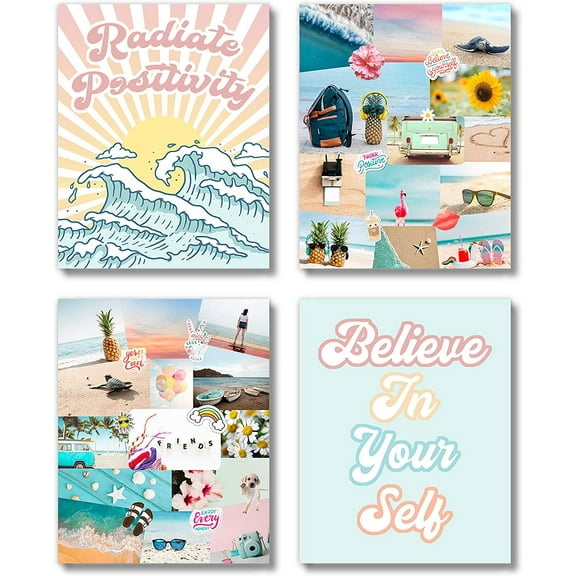 Beach Teen Girl Room Canvas Wall Decor Art Prints Inspirational Wall Art, Motivational Quotes Posters for Kids, Tween Women Office Bedroom (UNFRAMED 8 x 10inch)