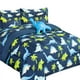 thumbnail image 2 of Juego de edredón de 6 piezas, tamaño doble, fácil de lavar, con estampado de dinosaurio azul, súper suave, con sábanas y almohada, peluche decorativo para cama de niños, niñas y niños., 2 of 6