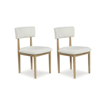 Signature Design by Ashley Sawdyn Solid Wood Frame Dining Chair, Set of 2, White/Light Brown