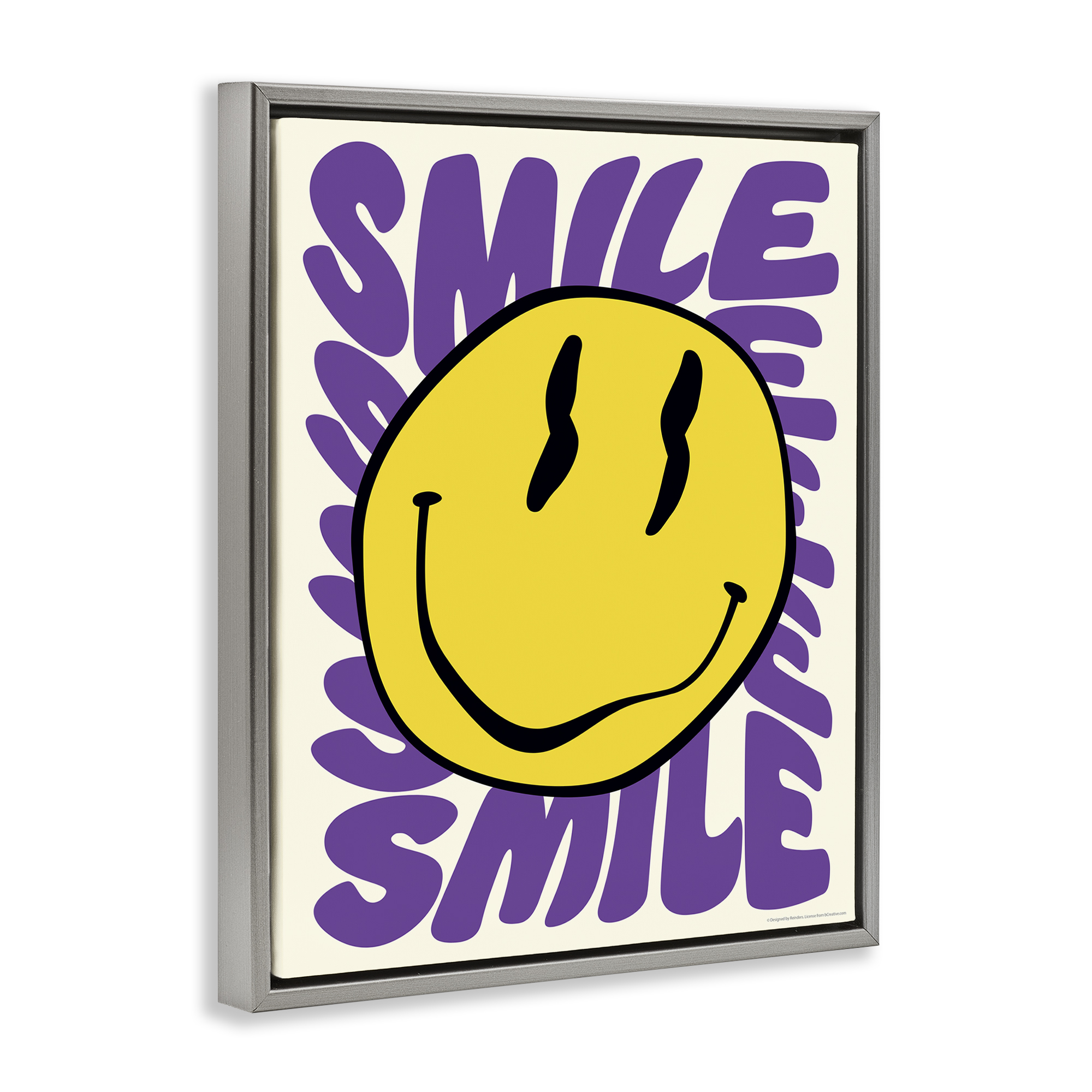 Stupell Industries Groovy Smile Typography Abstract Painting Gray Floater Framed Canvas Art Print Wall Art, 25 x 31