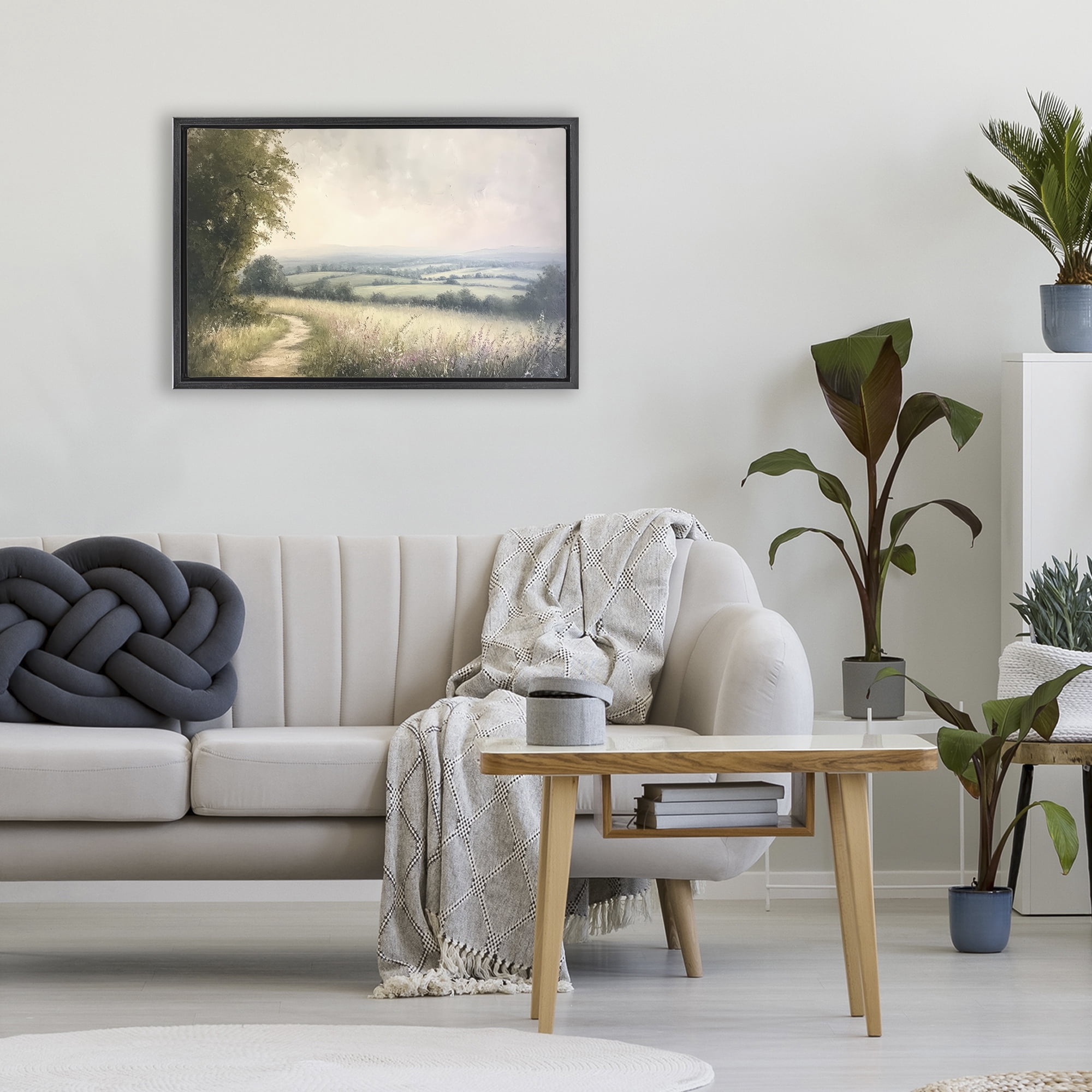 Stupell Industries Rolling Farmlands in Distance Black Framed Floater Canvas Wall Art, design by Petal Prints Design