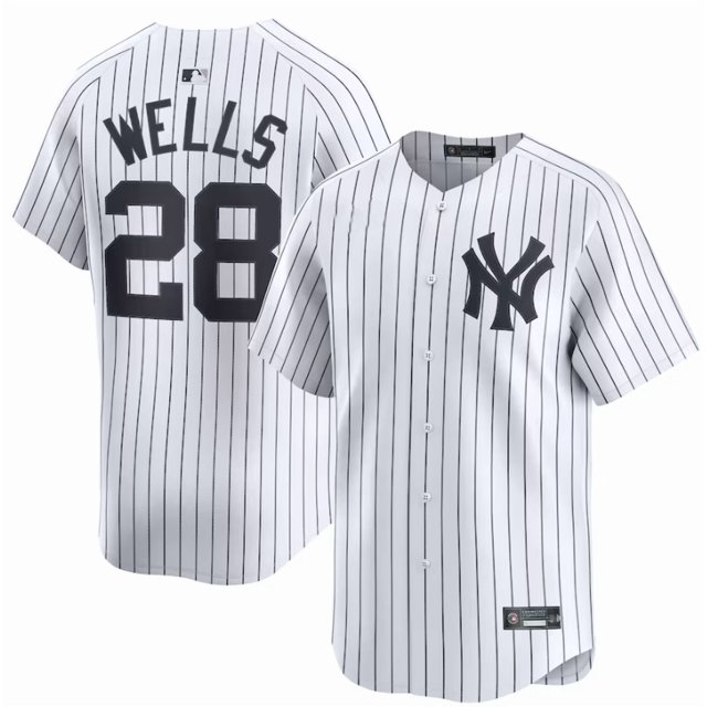 Camiseta de béisbol clásica de local Austin Wells de los New York Yankees, blanca, con número de estrella bordado.-XXL