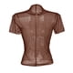 thumbnail image 5 of Top de manga corta de malla para mujer - Blusa transparente con cuello alto y bordado de lunares - Camiseta versátil informal/de fiesta - Tallas S-XL, 5 of 5