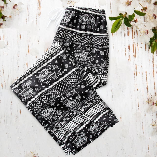 Pantalones bombachos para mujer, pantalones bohemios de cintura alta para mujer, pantalones holgados tailandeses de talla grande, ropa informal de est Escama de pescado blanco Yinane Pantalones de pierna ancha para mujer