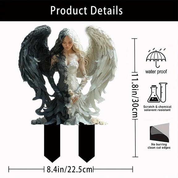 Fairy Garden Stake Decor, 2D Acrylic Bohemian Garden Pile Decoration, Pretty Cool Angel Fairies and Hummingbirds Stake, Outdoor Decorative Acrylic Garden Pile for Lawn Pot Plants