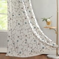 thumbnail image 3 of Kitchen Curtain Panels, Back Tab & Rod Pocket Curtain Drapes for Living Room, Blue Flowers & Vines Pattern Embroidered Window Curtains, 52 x 63 Inches, Blue, 2 Panels, 3 of 16