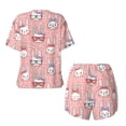thumbnail image 5 of Naloa Girl Rabbit Women's Short-Sleeved Pajama Set, Loungewear, Summer pajamas, Breathable Cozy - Large, 5 of 9
