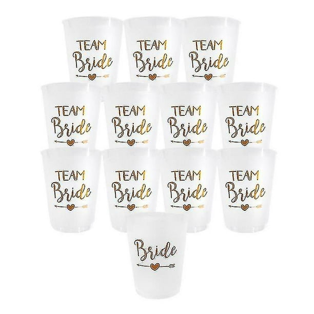 Juego de vasos translúcidos para despedida de soltera, vaso de plástico para novia del equipo, 12 Uds.