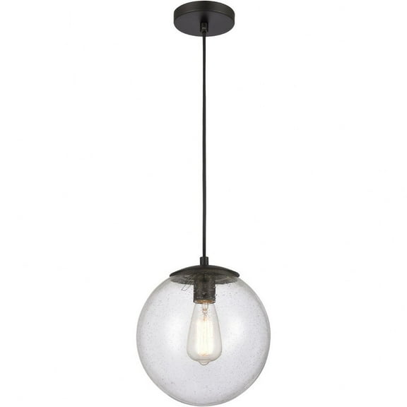 610-BK-SDY-Innovations Lighting-Tolland - 1 Light Mini Pendant In Industrial Style-10.75 Inches Tall and 10 Inches Wide-Matte Black Finish-Seedy Glass
